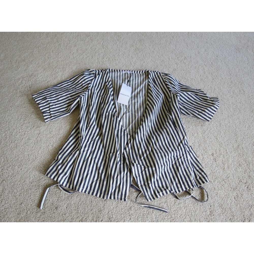 Emerson Fry Striped Beach Wrap Coverup Organic Cotton Size Large